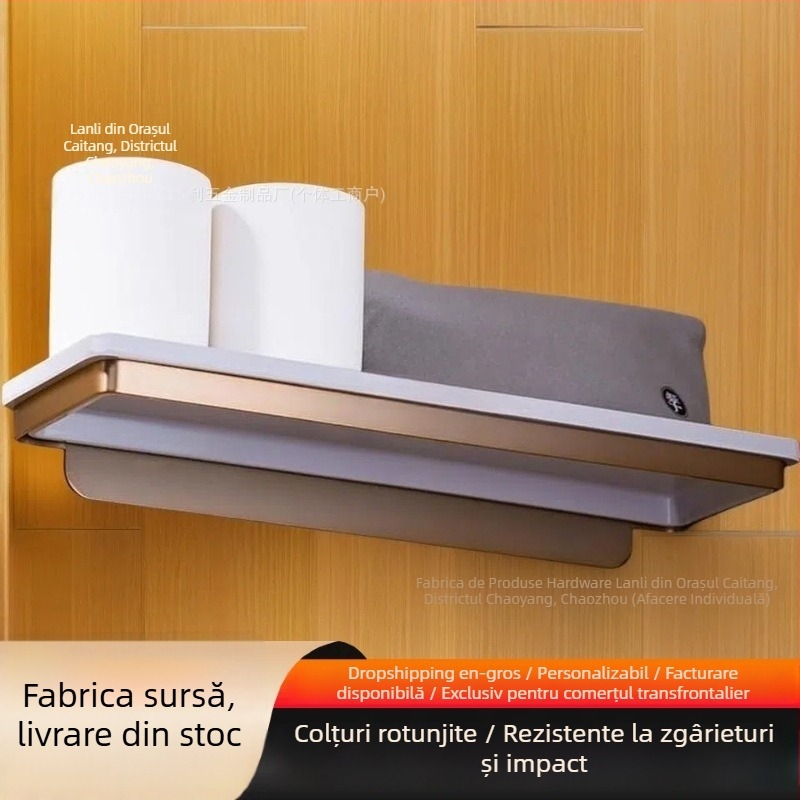 Suport ceramic pentru periuțe de dinți cu raft perforat pentru baie, design în linie
