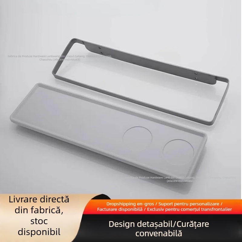 Suport ceramic pentru periuțe de dinți cu raft perforat pentru baie, design în linie
