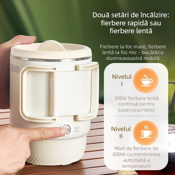 Ceainic electric pliabil, portabil, 0,8 L, 600 W, din oțel inoxidabil cu pereți dubli, întrerupere automată