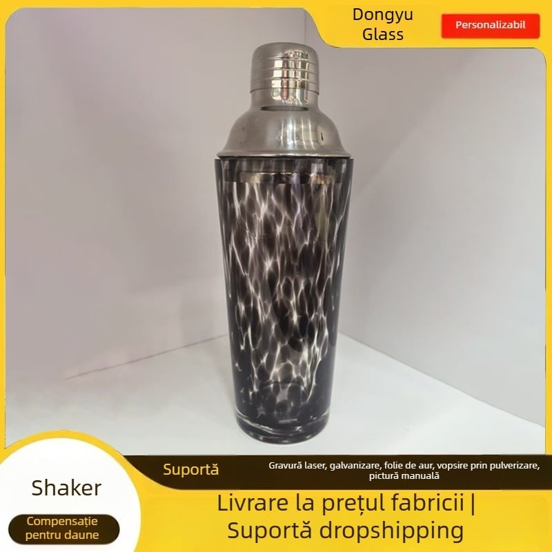 Set de cocktailuri: ceainic din oțel inoxidabil, shaker din sticlă și unelte de bar