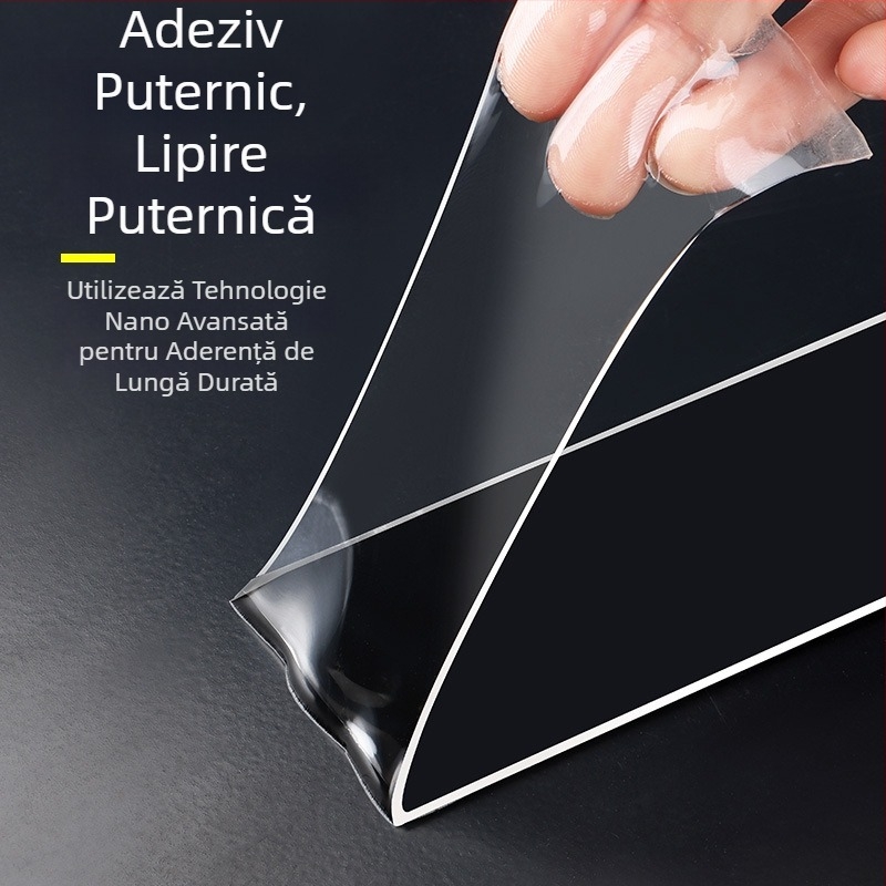 Bandă dublu adezivă nano din acril, transparentă, lavabilă, rezistentă la apă, fără urme