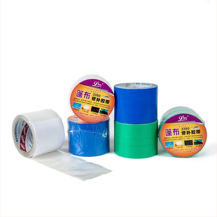 Bandă de reparații pentru prelată, albastru-verzuie, cu aderență înaltă, pentru prelate țesute PE