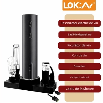 Deschizător electric reîncărcabil pentru vin roșu – uz casnic, complet automat, set de depozitare pentru vin