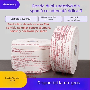 Bandă dublu adezivă din burete cu aderență ridicată pentru montaj panouri publicitare, compatibilă cu KT plăci și panouri din aluminiu-plastic, rame foto