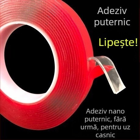 15mm x 33m x 1mm Bandă dublu-adezivă transparentă, cu aderență înaltă, rezistentă la apă, la temperaturi ridicate, durabilă și rămâne lipită