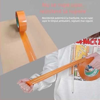Bandă de ambalare transparentă, aderență înaltă și rezistență la tracțiune, lățime 4,5 cm, lungime 90 m, 52 μm, pentru sigilarea coletelor