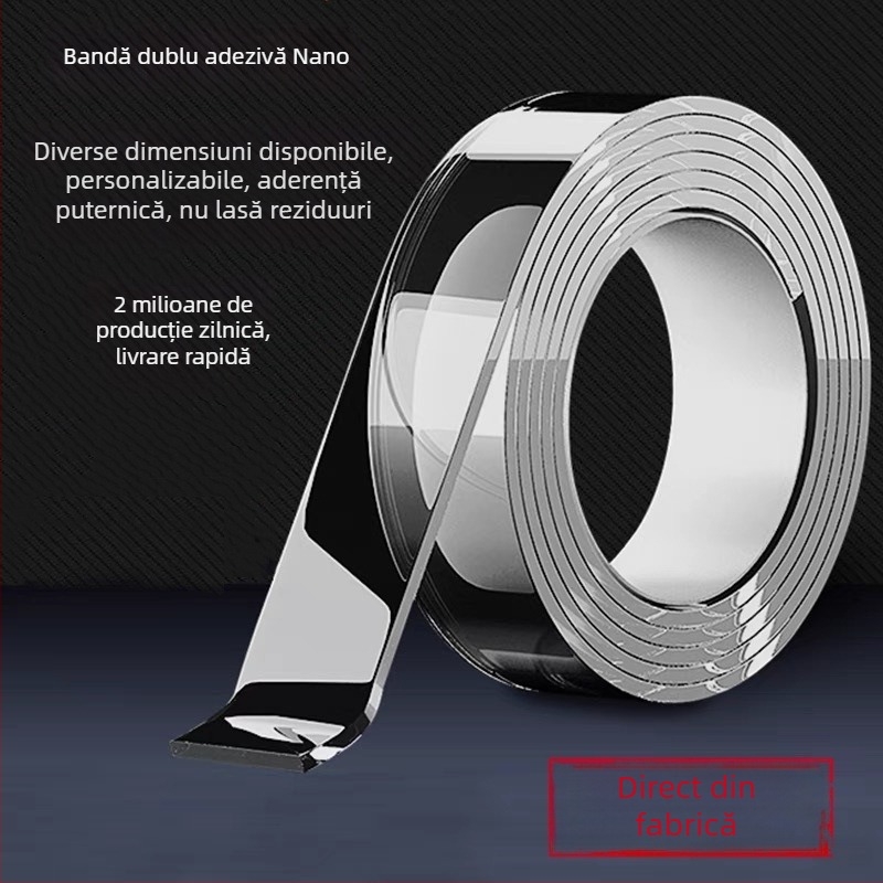 Bandă dublu-adezivă nano, fără urme, rezistentă la apă, bandă de fixare acrilică cu aderență înaltă