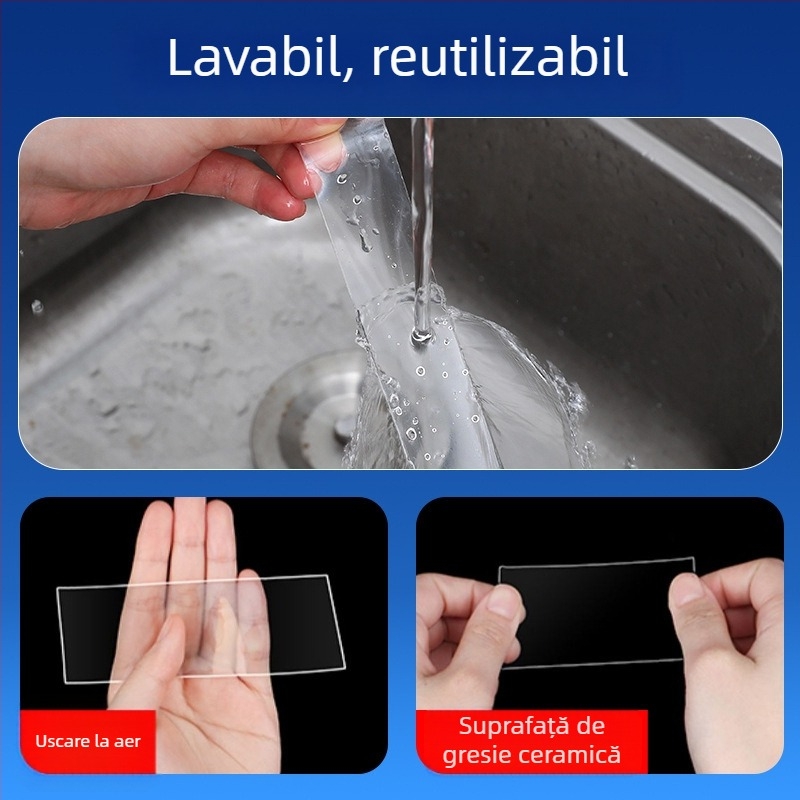 Bandă dublu-adezivă nano, fără urme, rezistentă la apă, bandă de fixare acrilică cu aderență înaltă