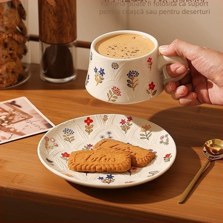 Set Nordic de cafea, minimalist, cu farfurioară lucioasă, potrivit pentru latte art