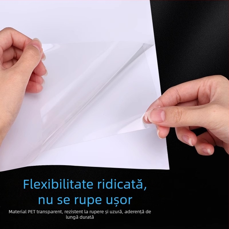 Bandă adezivă PET dublu față, foaie mare A4, ultra-transparentă, cu vâscozitate înaltă, ultra-subțire, incoloră și rezistentă la apă, pentru proiecte DIY, etichetă pentru frigider, bandă adezivă acrilică
