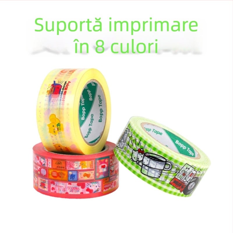 Bandă de ambalare personalizată cu caractere norocoase, imprimare color, bandă adezivă transparentă