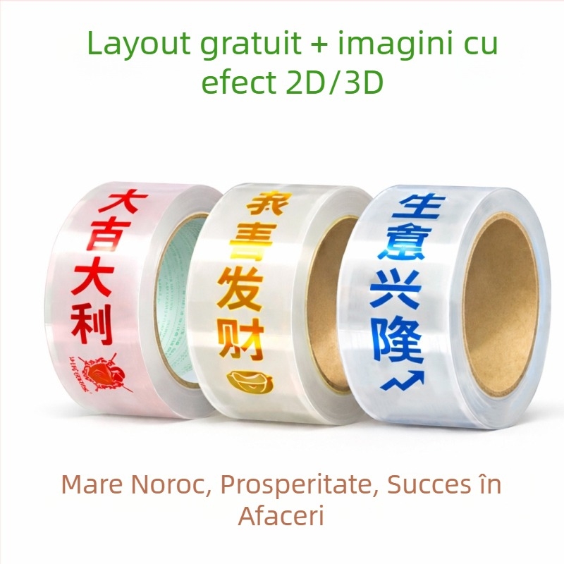 Bandă de ambalare personalizată cu caractere norocoase, imprimare color, bandă adezivă transparentă