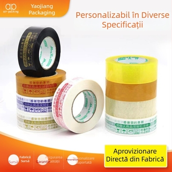 Bandă transparentă de sigilare, rola mare cu imprimare pe fond alb pentru ambalarea coletelor