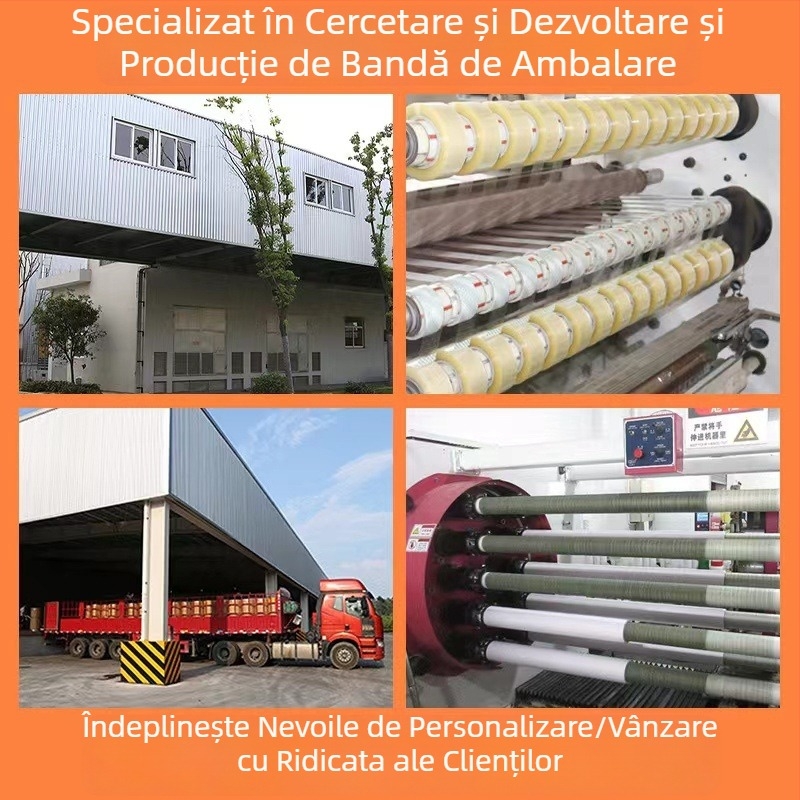 Bandă transparentă de sigilare, rola mare cu imprimare pe fond alb pentru ambalarea coletelor