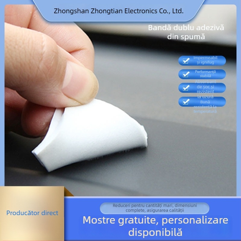 Bandă dublu adezivă din spumă, cu adeziv EVA acrilic transparent, pernă de etanșare cu absorbție la șocuri, nano fără urme