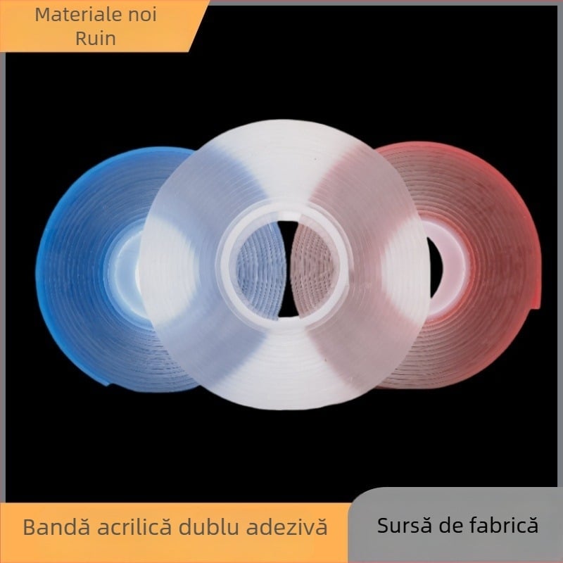 Bandă acrilică nano dublu-adezivă pentru autovehicule – fără urme, transparentă, rezistentă la temperaturi înalte, aderență puternică pentru accesorii decorative