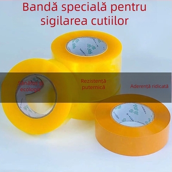 Bandă de ambalare transparentă, puternică, în rol mare, pentru sigilare și ambalare expedieri