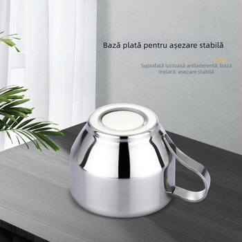 Set de trei căni din oțel inoxidabil 304 cu pereți îngroșați, stil european, capacitate mare pentru cafea și ceai