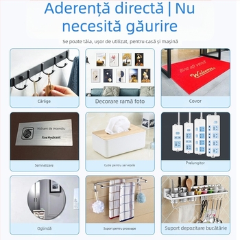 Bandă dublu adezivă din nano, acrilică, transparentă, rezistentă la apă, fără reziduuri, rezistentă la temperaturi înalte, lavabilă și reutilizabilă
