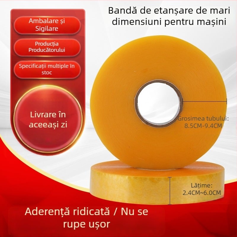 Bandă de ambalare transparentă pentru mașini, 1000 m, rolă mare