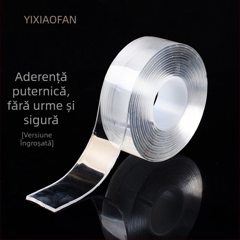 Bandă dublu adezivă pe bază EVA, transparentă, rezistentă la apă, cu vâscozitate înaltă, pentru pereți și sticlă, 1 m lungime, 30 mm lățime, 2 mm grosime