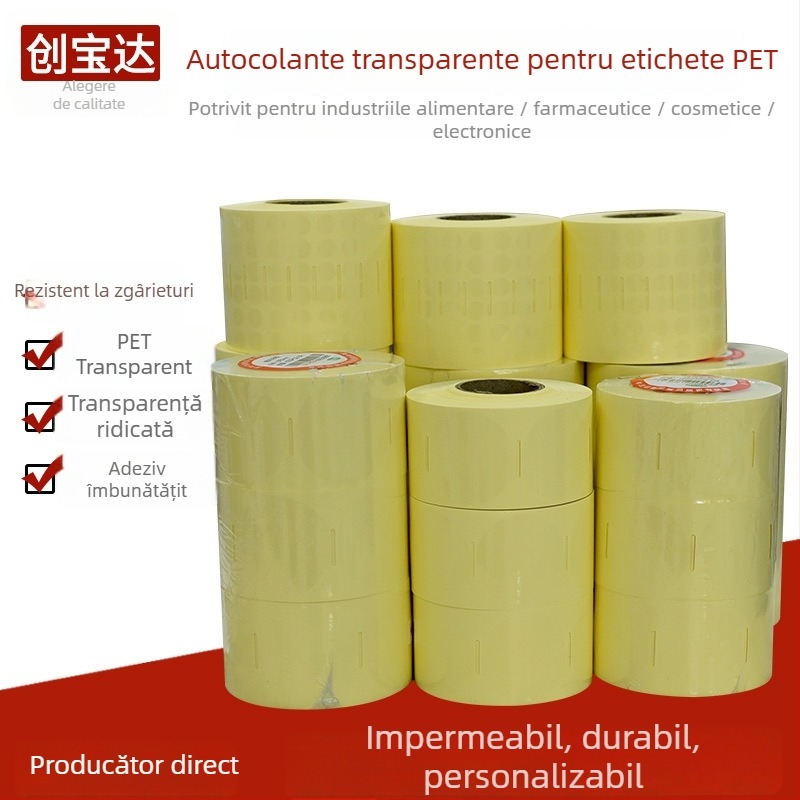 Etichetă circulară transparentă autoadezivă pentru imprimare pe PET, ambalaje cosmetice