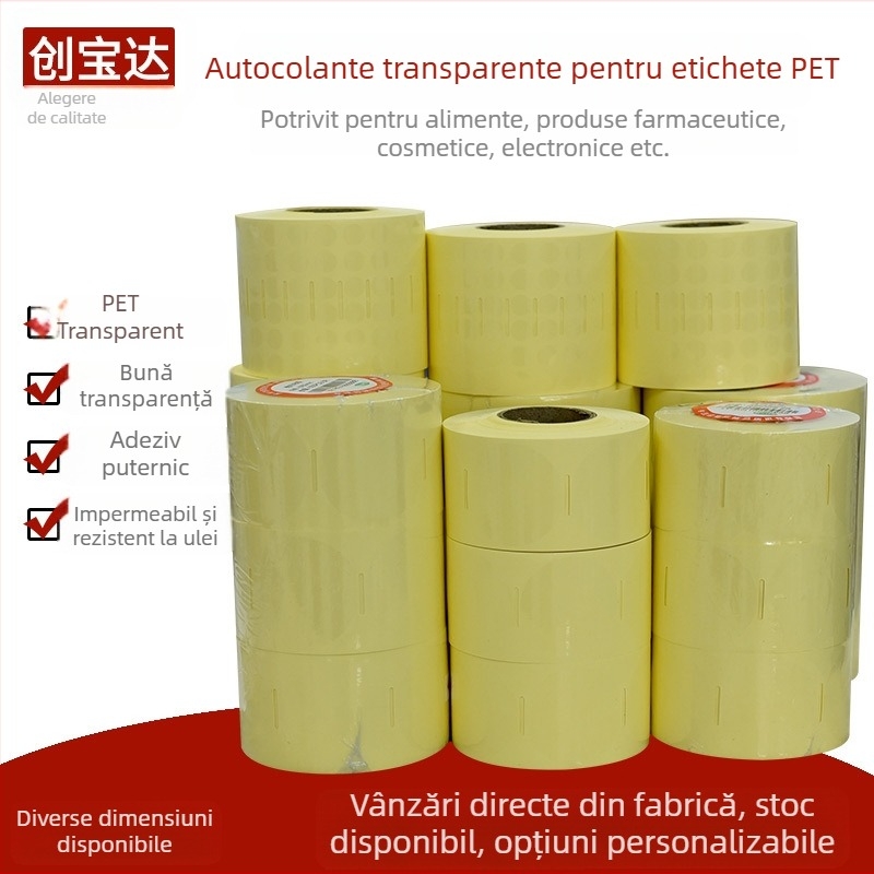 Etichetă circulară transparentă autoadezivă pentru imprimare pe PET, ambalaje cosmetice