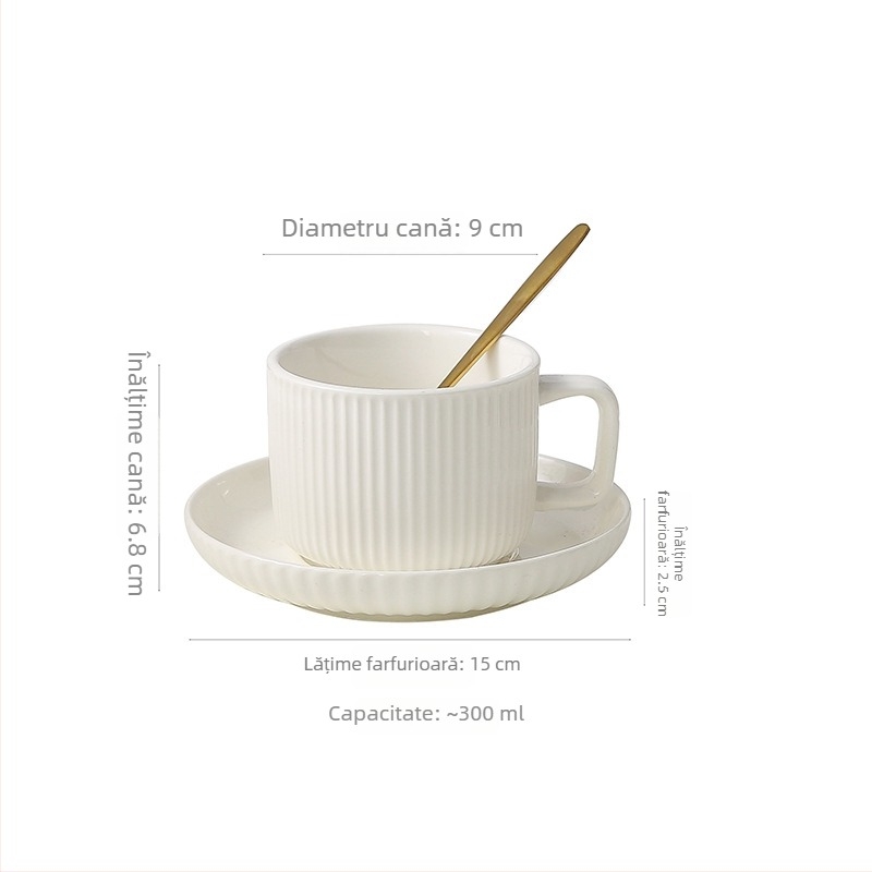 Set ceramic pentru cafea, cu ceașcă, farfuriu și linguriță, în cutie cadou, imprimare logo disponibilă, potrivit pentru birou, casă și cafenea