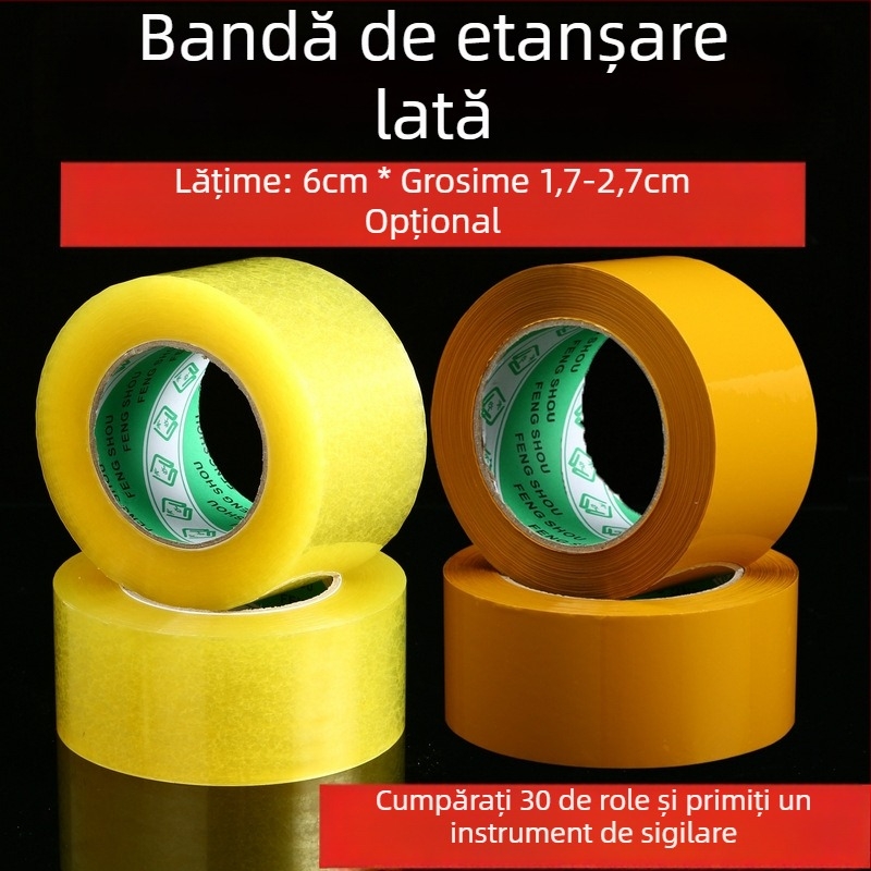 Bandă de ambalare transparentă, lățime 60 mm, rolă mare, vâscozitate înaltă