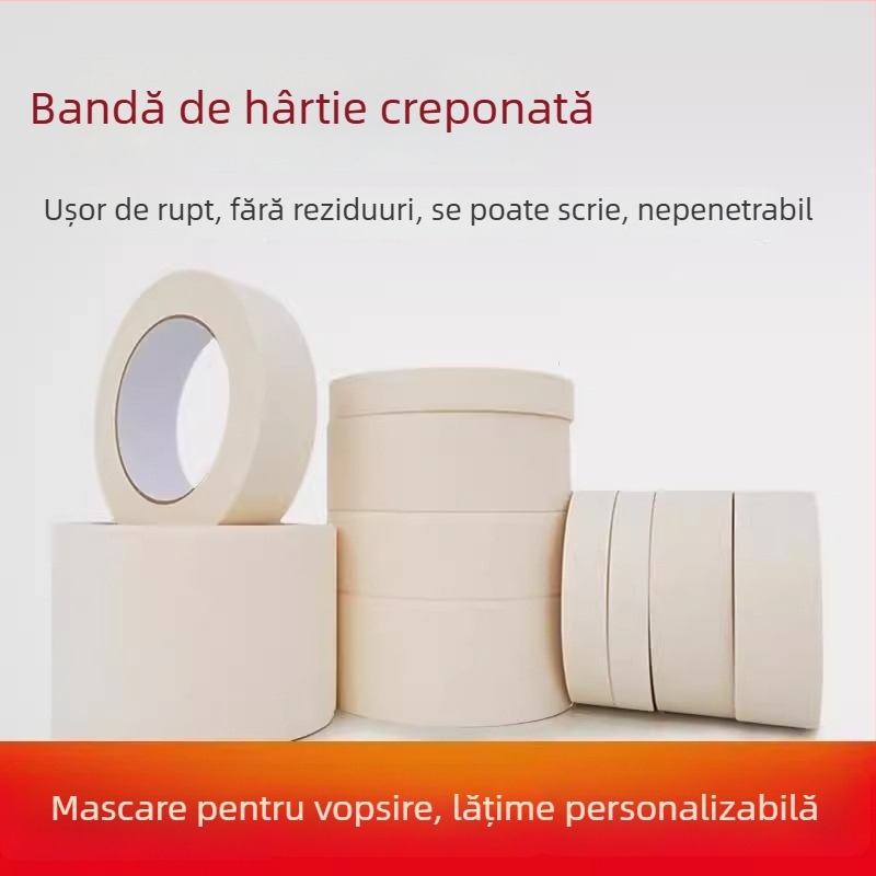Bandă de mascare din hârtie texturată pentru pereți, fără urme, pentru proiecte artistice și detailing auto, ușor de îndepărtat
