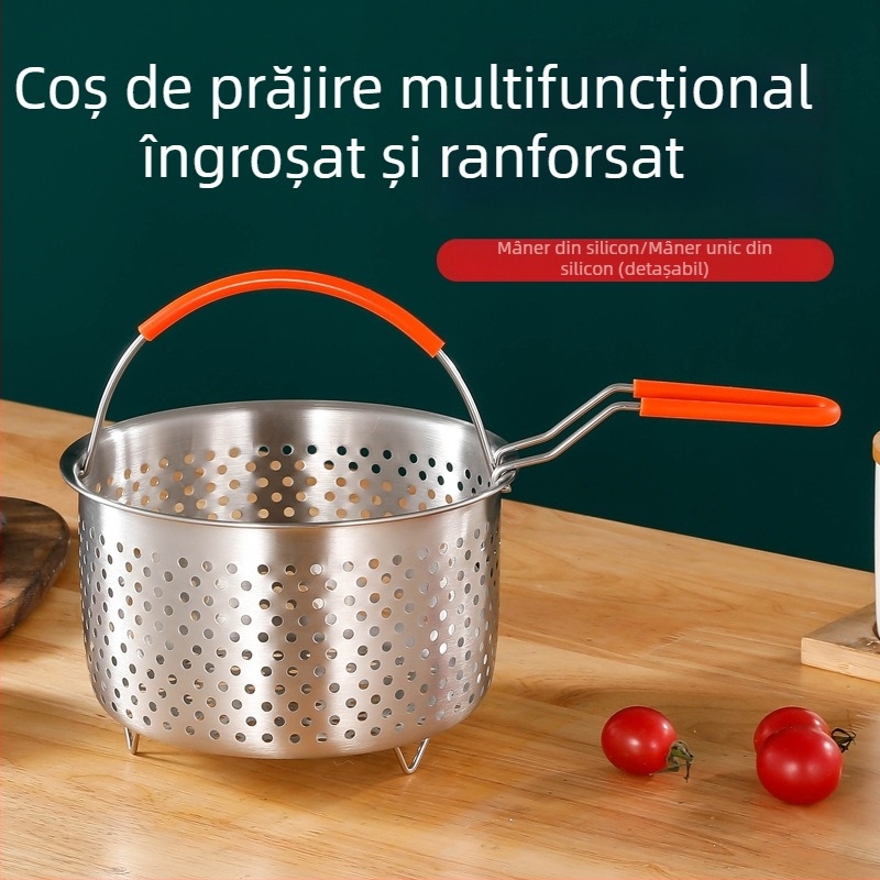 304 oțel inoxidabil – set multifuncțional: coș pentru prăjit și gătit tăiței, aburiator, coș de strecurare