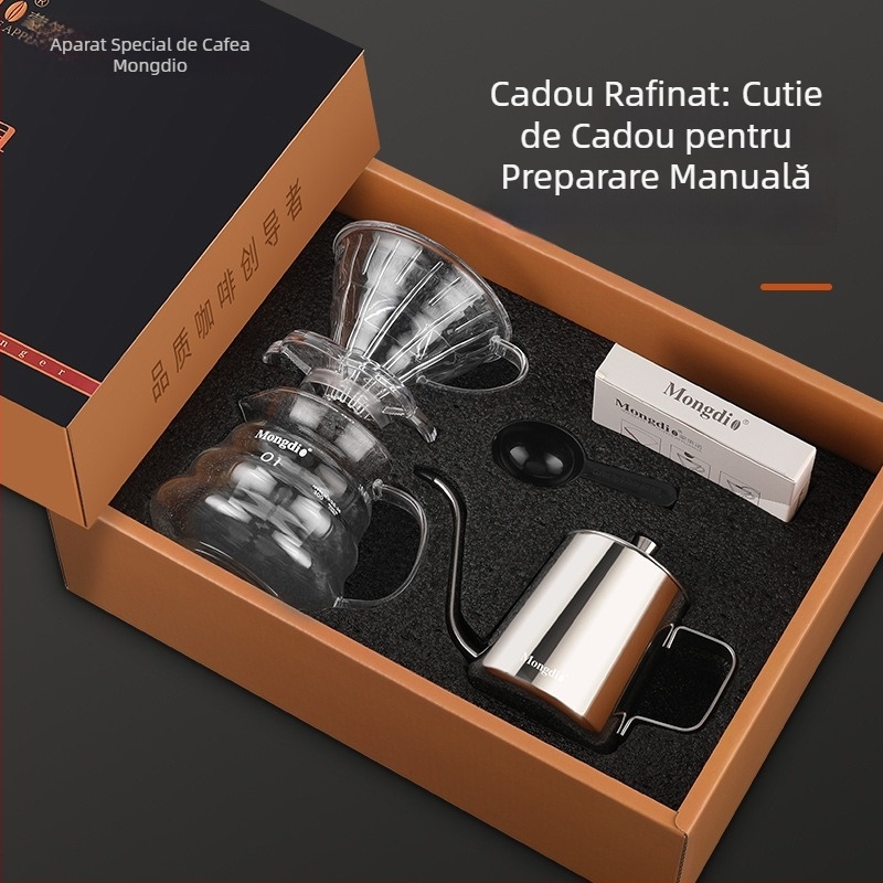 Set pour-over pentru cafea cu ceainic, filtre și cutie cadou