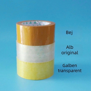 Bandă de ambalare transparentă, personalizabilă, cu design de ramură aurie, lățime 4,5 cm, lungime 130 m