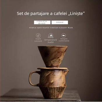 Set ceramic pour-over pentru cafea, realizat manual, cu filtre și căni de filtru, pentru uz casnic, în stil wabi-sabi