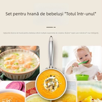 Oală din oțel inoxidabil netencuită pentru lapte de bebeluș, oală mică pentru hrana bebelușului, utilizare casnică, gătire și prăjire într-un singur vas
