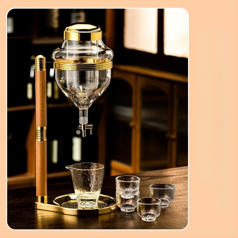 Set de servire sake și vin în stil restaurant japonez, decantator pentru vin roșu, cană de încălzire, robinet cu cap de dragon, recipient pentru vin răcit