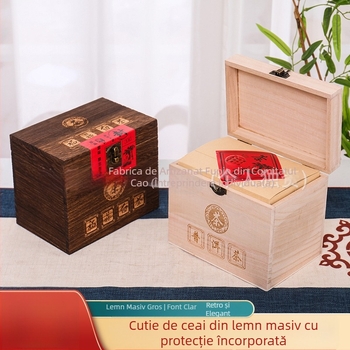 Cutie cadou din lemn pentru ceai Pu'er și ceai Fuding alb – cutie goală pentru ceai vrac