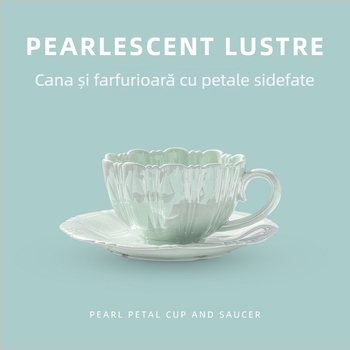 Set din porțelan cu ceașcă de cafea și farfurioară, cu design de petale, cadou elegant pentru ceaiul de după-amiază