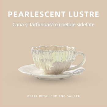 Set din porțelan cu ceașcă de cafea și farfurioară, cu design de petale, cadou elegant pentru ceaiul de după-amiază