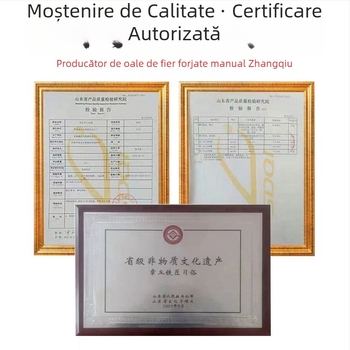 Oală de lapte lucrată manual, din fier neacoperit, pentru o porție, cu capac din lemn, în stil wok