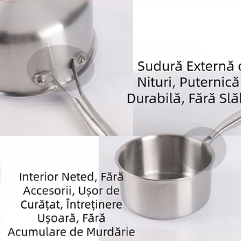 Oală din oțel inoxidabil cu trei straturi – multifuncțională pentru supă, încălzire lapte, aburi și gătit, fără strat, oală mică pentru hrana bebelușilor
