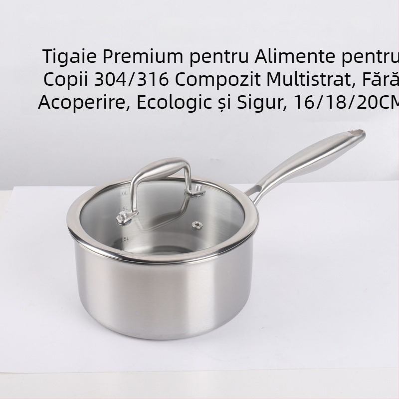 Oală din oțel inoxidabil cu trei straturi – multifuncțională pentru supă, încălzire lapte, aburi și gătit, fără strat, oală mică pentru hrana bebelușilor
