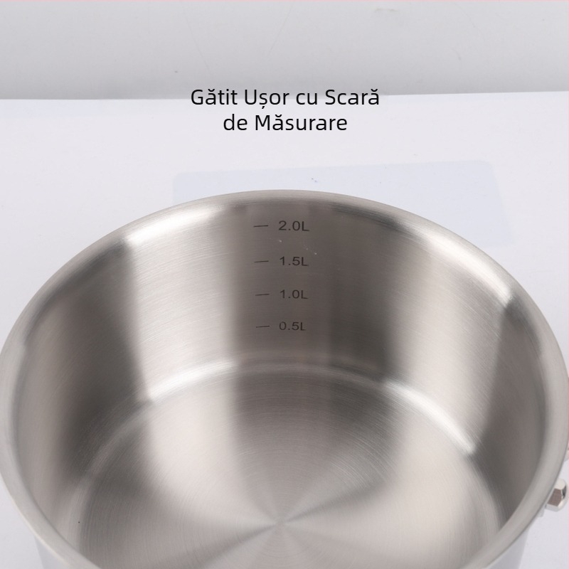Oală din oțel inoxidabil cu trei straturi – multifuncțională pentru supă, încălzire lapte, aburi și gătit, fără strat, oală mică pentru hrana bebelușilor