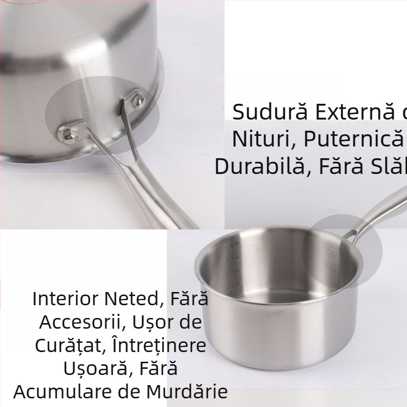 Oală din oțel inoxidabil cu trei straturi – multifuncțională pentru supă, încălzire lapte, aburi și gătit, fără strat, oală mică pentru hrana bebelușilor
