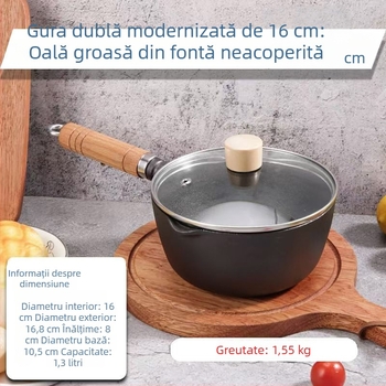 Oală din fontă pentru lapte și mâncare de bebeluți, oală de supă îmbogățită cu fier, antiaderent, compatibilă cu plita cu inducție
