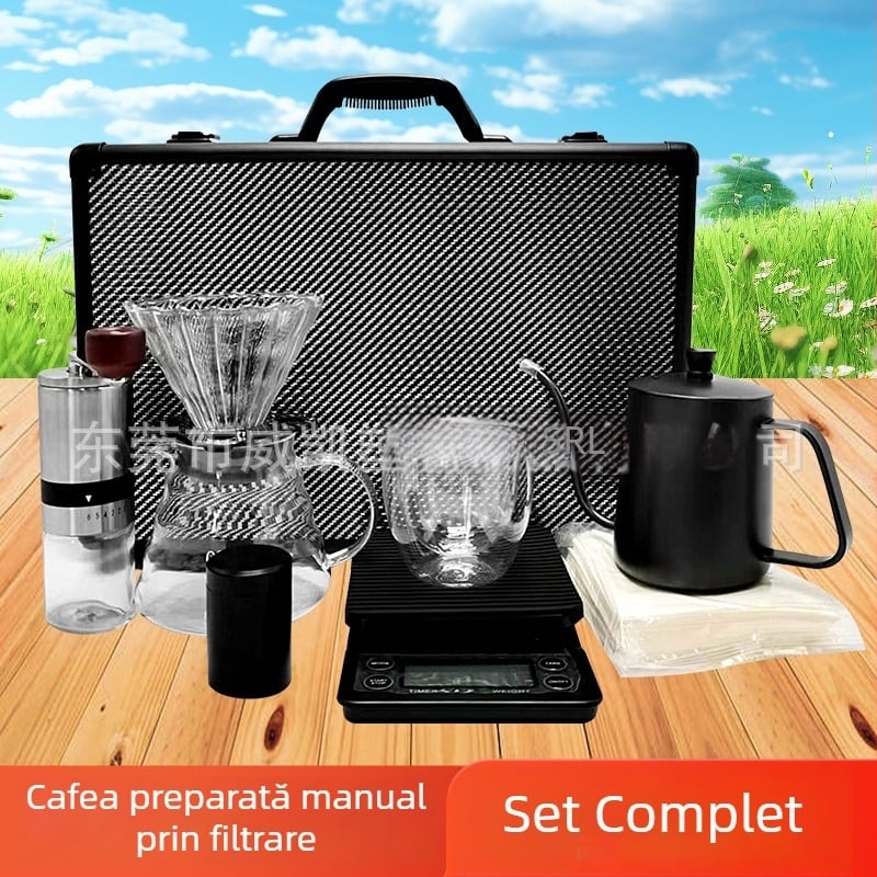 Set portabil pour-over de cafea pentru exterior, cu cântar și cană, set modular