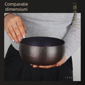 Set de ceai din cupru pur: ceașcă și bol pentru spălarea ceaiului, bazin de apă în stil Zen japonez retro și borcan pentru zațul de ceai, accesorii pentru ceremonia ceaiului