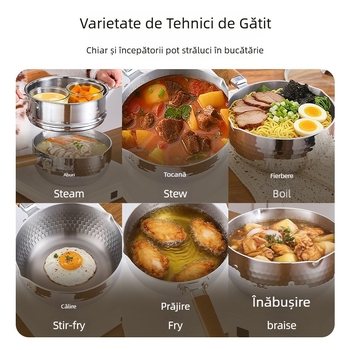 Oală Yukihira din titan neacoperit, mică oală pentru lapte, all-in-one pentru gătit tăiței și gătit la abur, oală pentru supă de copii și hrană pentru bebeluși