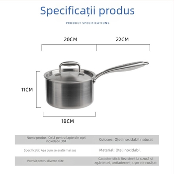 Oală de lapte din oțel inoxidabil 304, cu strat antiaderent, pentru hrana bebelușilor, vas mic multifunctional pentru aburi