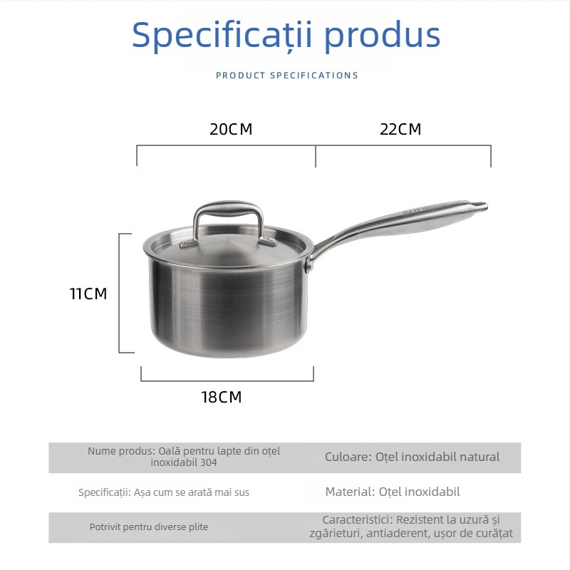 Oală de lapte din oțel inoxidabil 304, cu strat antiaderent, pentru hrana bebelușilor, vas mic multifunctional pentru aburi